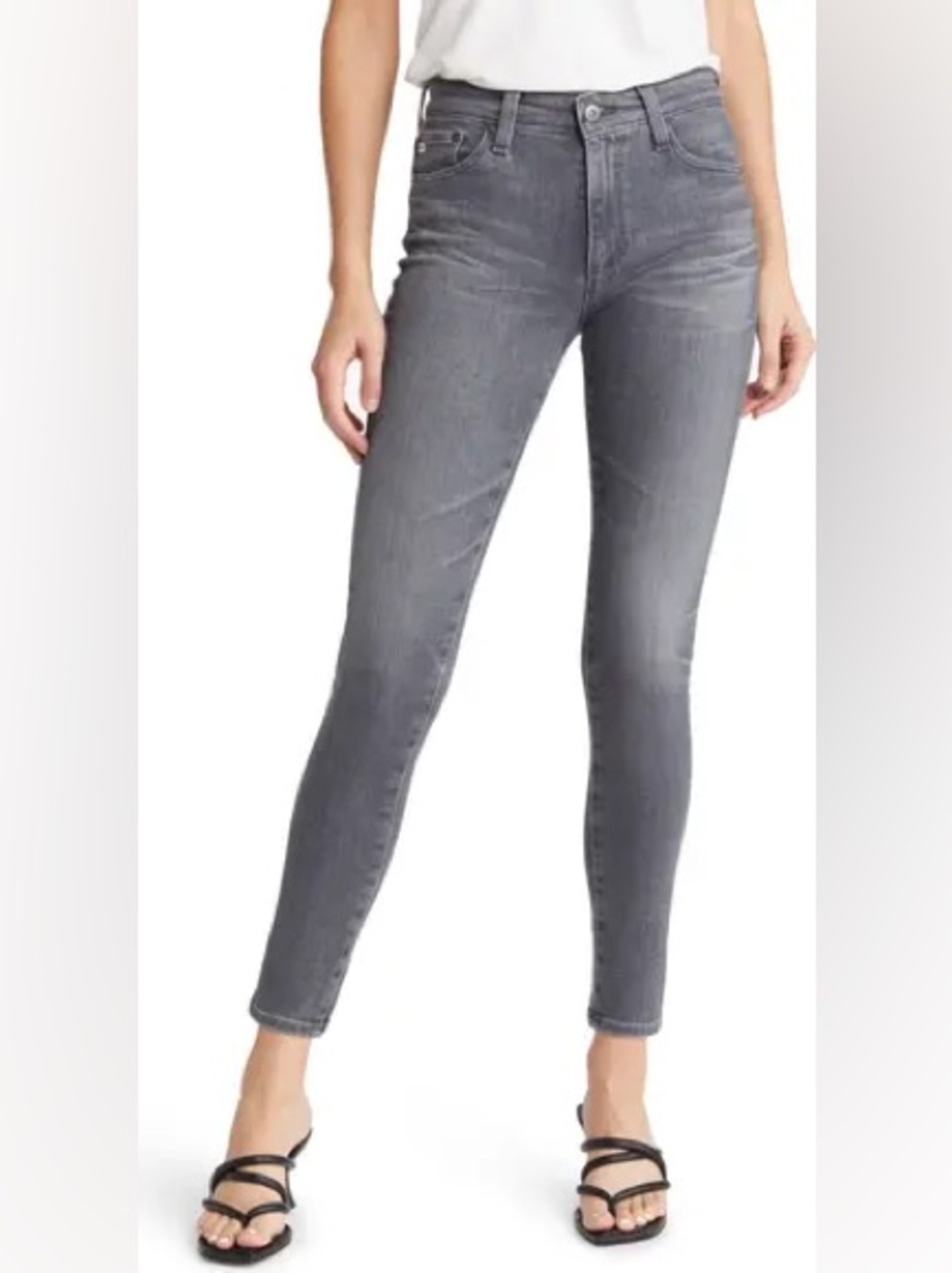 Ag Adriano Goldschmied Farrah Skinny Ankle High Rise Frayed Hem Jeans Sz 27